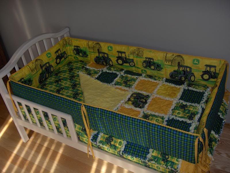 Baby Boy JOHN DEERE Fabric Crib Bedding SET Rag Quilt Nursery TRACTORS