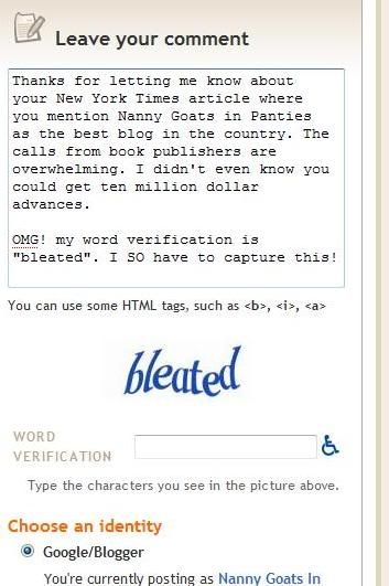word verification bleated