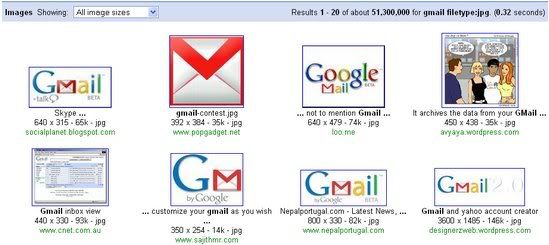 Hasil pencarian Gmail di Image Search