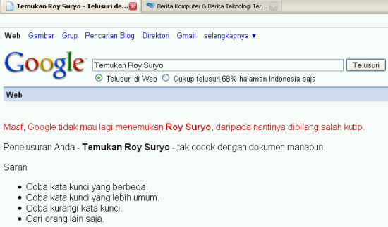Temukan Roy Suryo di Google.co.id