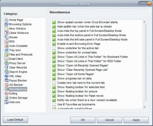 Opsi Orca browser