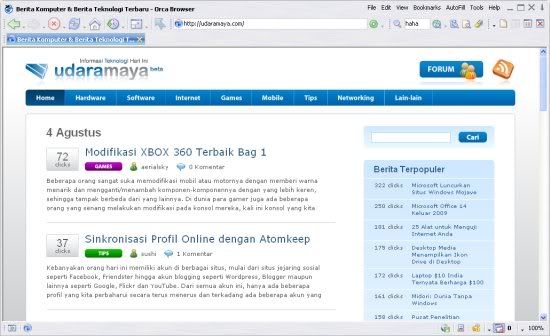 Screenshot Orca browser