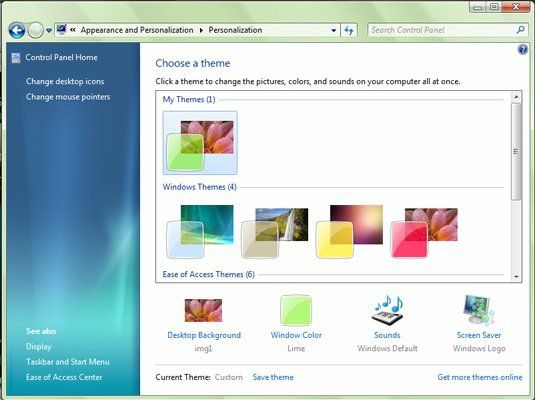 Konfigurasi tema di Windows 7