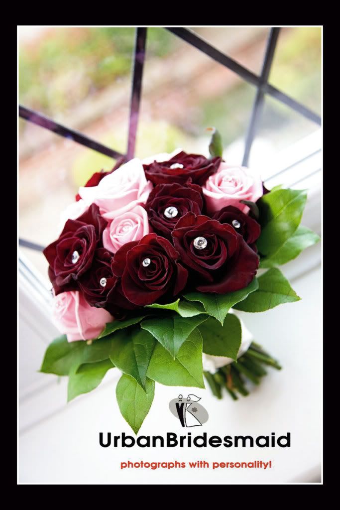 Dark red and pink roses with diamonds IMG 0209 Wedding Bouquets