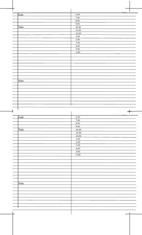 daily planner pages. One page for each day.