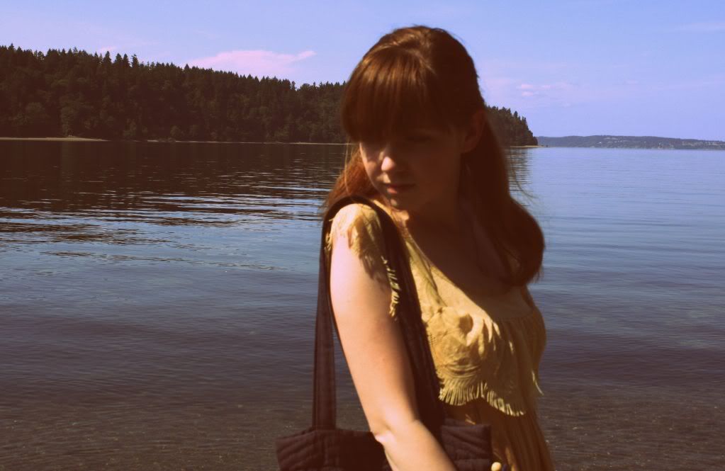 beach, puget sound, yellow dress, daily outfit, the clothes horse