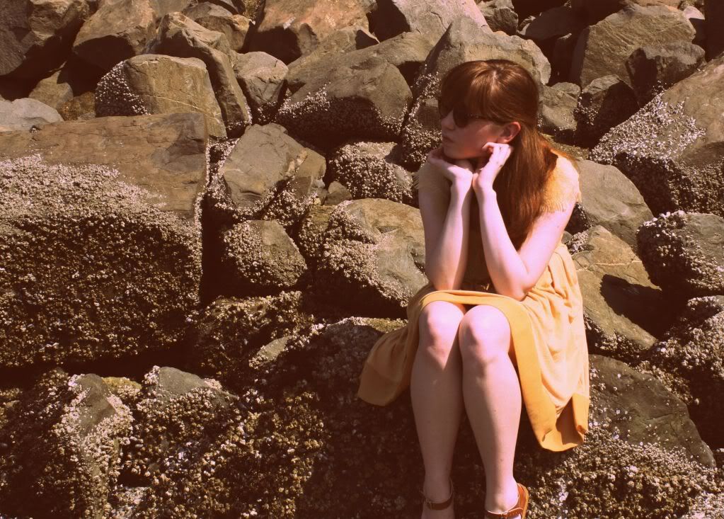 beach, puget sound, yellow dress, daily outfit, the clothes horse