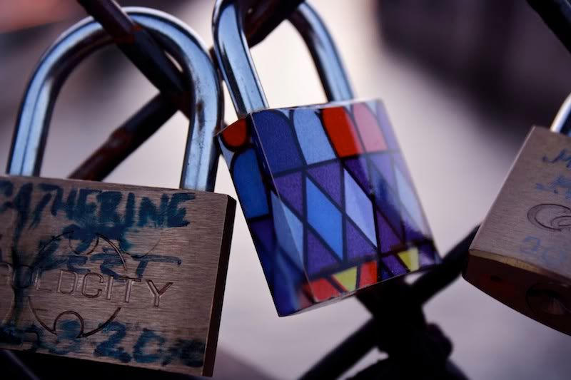 the clothes horse, paris, seine, notre dame, stain glass windows, fashion, personal style, aviators, nueu, black tights, bloch wedges, patent shoes, built by wendy, ruffle dress, redhead, shakespeare & company, pont des arts bridge, padlock bridge