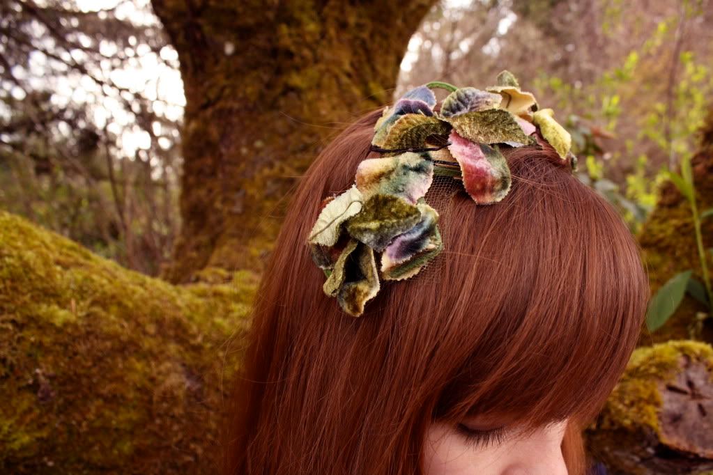 the clothes horse, fashion, style, navy dress, purple tights, maroon booties, vintage fascinator, floral hat, daily outfit, retro, dryad, romantic, spring, nature