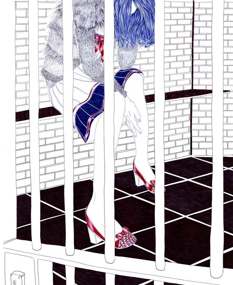carine brancowitz, illustration, blue pen, the clothes horse, art, fashion, retro, shoes