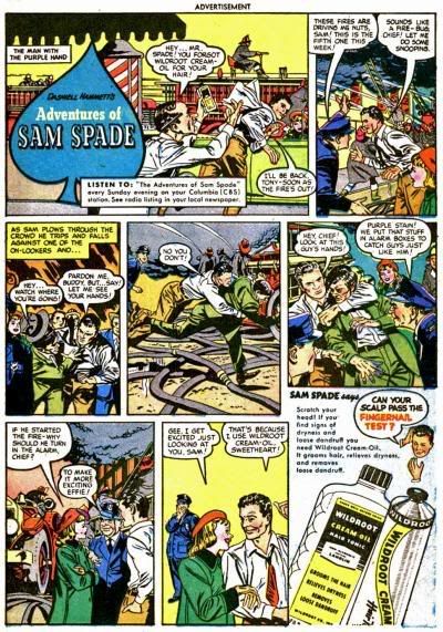 Fire Sam Spade Hair Tonic Comic Book Advertisement Wildroot Cream Oil