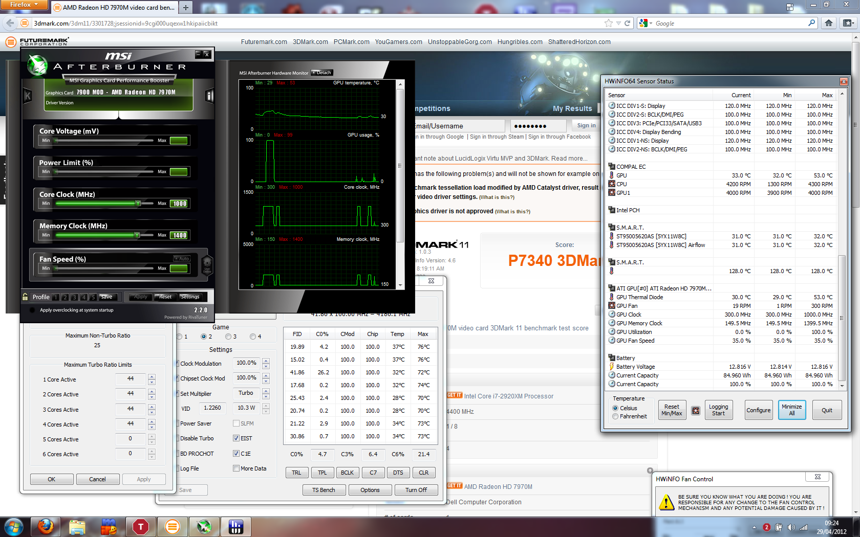 AMD Radeon HD 7970M video card benchmark result - Intel Core i7-2920XM Processor,Alienware M17xR3 score: P7340 3DMarks