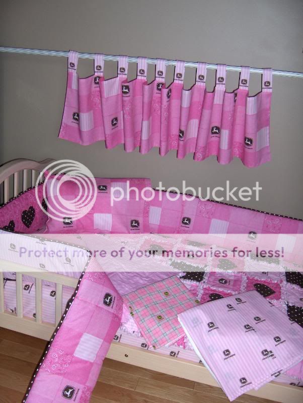 Baby Pink Brown John Deere Fabric Crib Bedding Set Rag Quilt