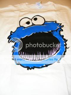 Cookie Monster Face White T Shirt Sesame Street New