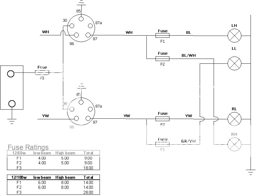 Wiring Diagram for headlamp relays using Porsche parts - Lighting ...