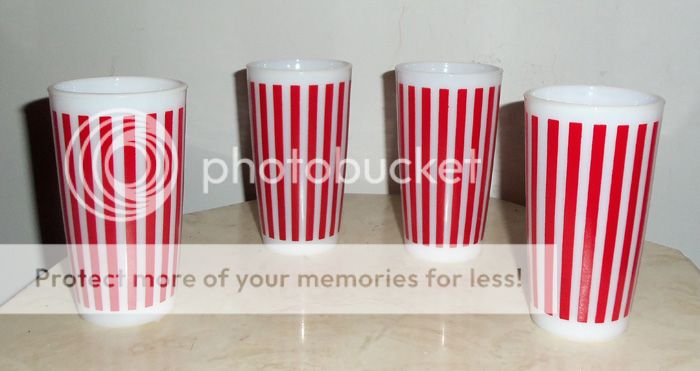 HAZEL ATLAS Red CANDY STRIPE Pattern TUMBLERS  